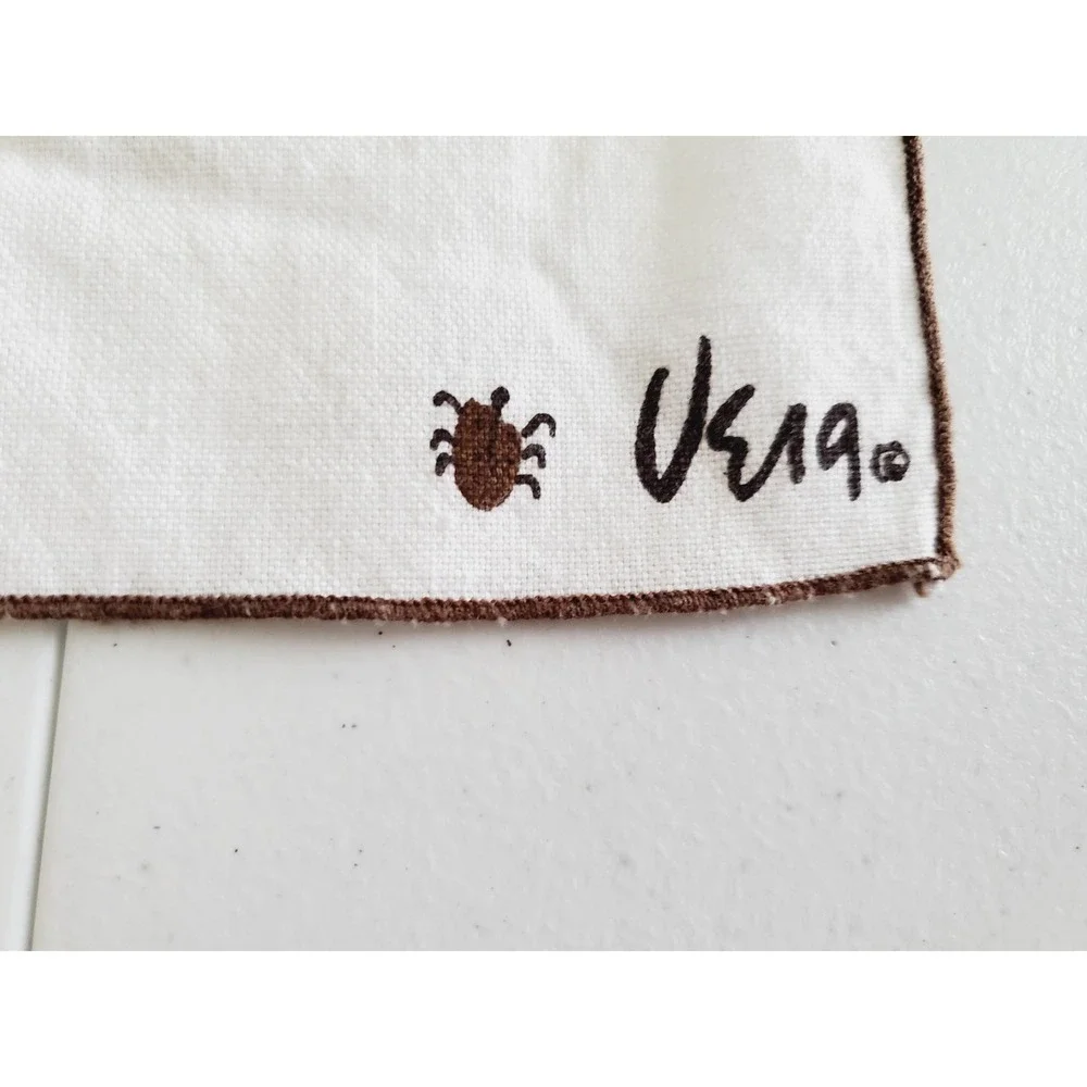 Vera Neumann Vintage Linen Napkins Set of 4‎ Sun Seagrass Birds MCM Mid Century